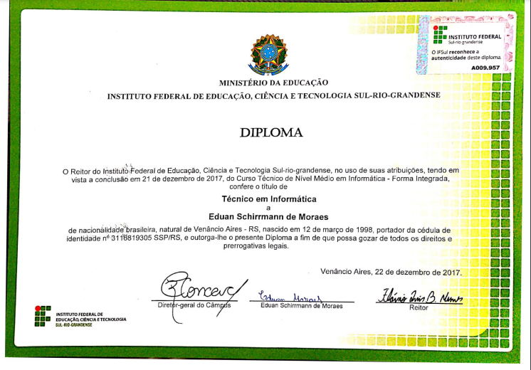 Eduan Moraes - Computer Technician Certification